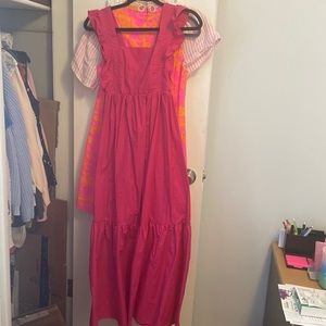 Pink tie back maxi dress